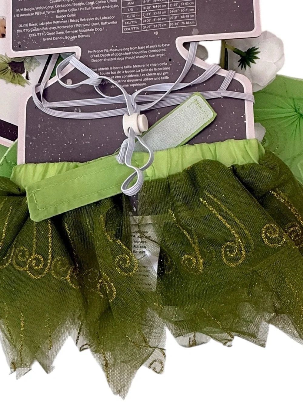 Green Fairy Dog Costume XS/S Wings Tutu Halloween NWT